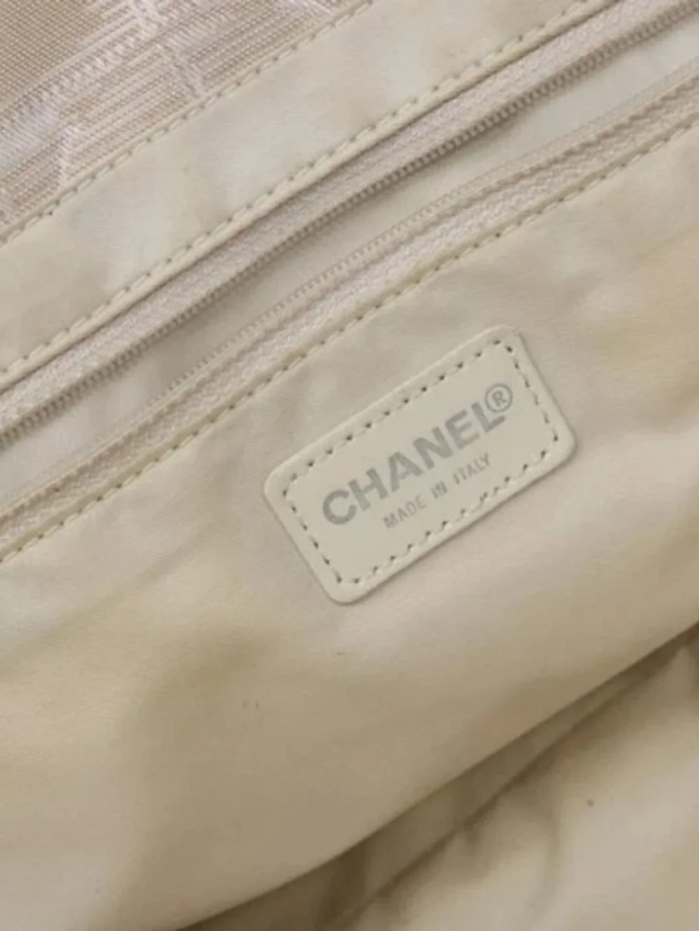 CHANEL New Travel line Hand Bag Beige Silver CC Auth 141486